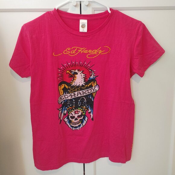 Women's Ed Hardy Rhinestone Y2K 2000's Baby Tee - Picture 1 of 2